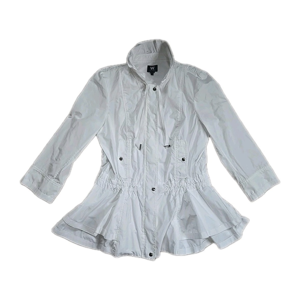 W By Worth Y2K White Peplum Rain Jacket Top Small Babydoll
